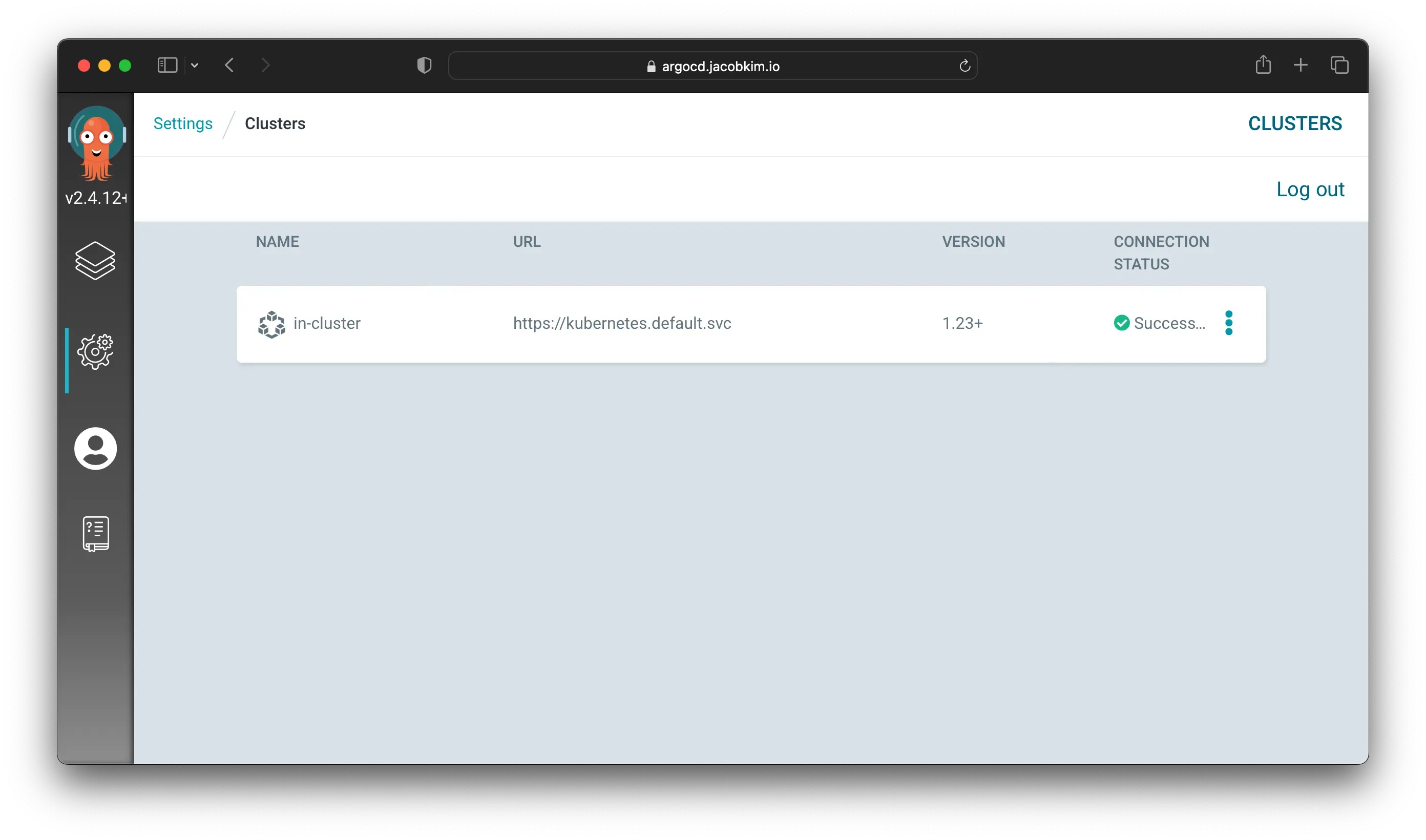 A screenshot of the Argo CD cluster connection page