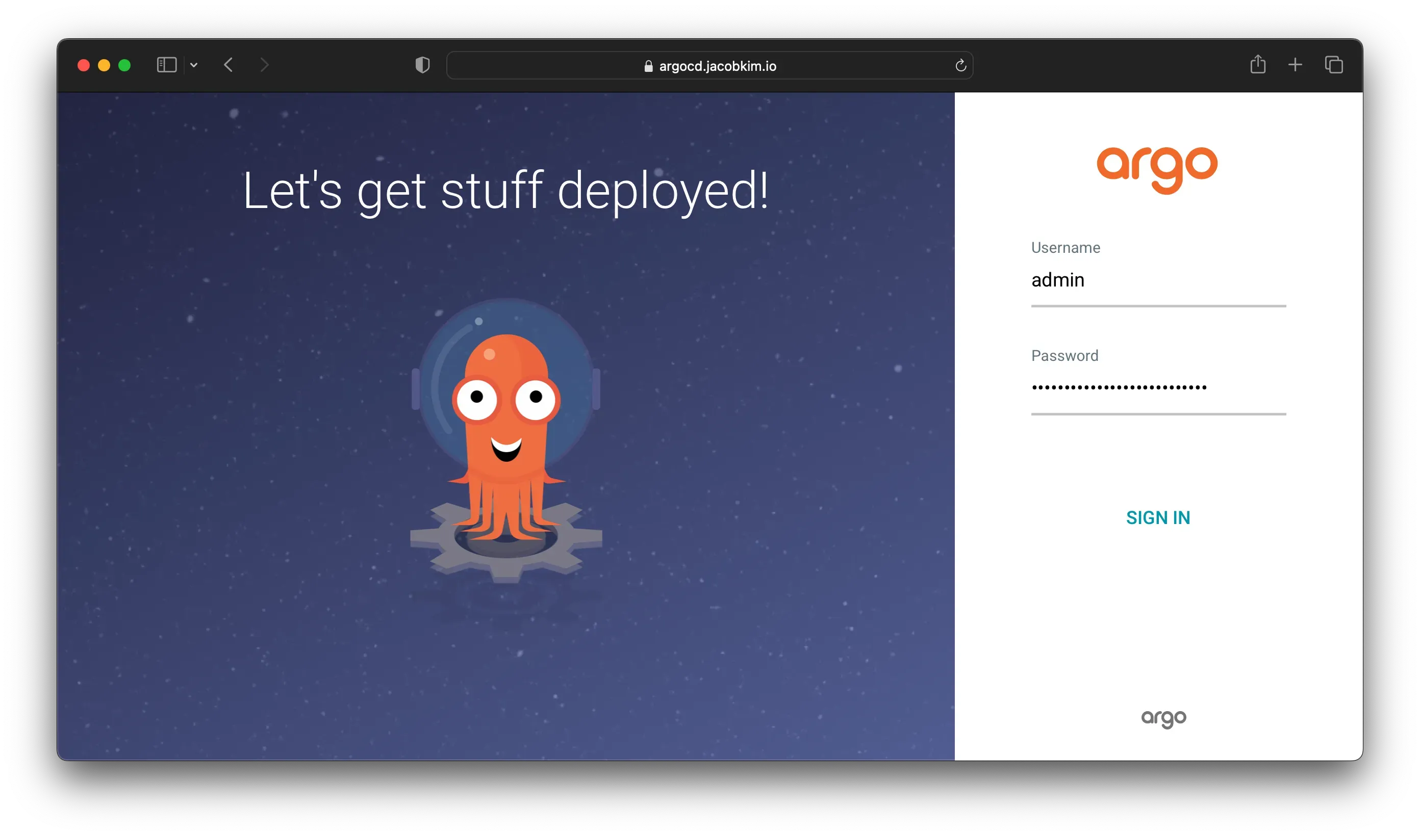 A screenshot of the Argo CD login page