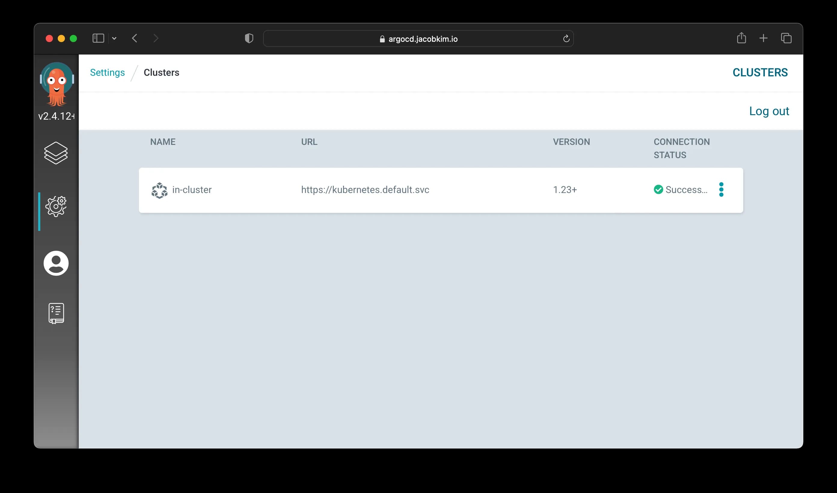 A screenshot of the Argo CD cluster connection page