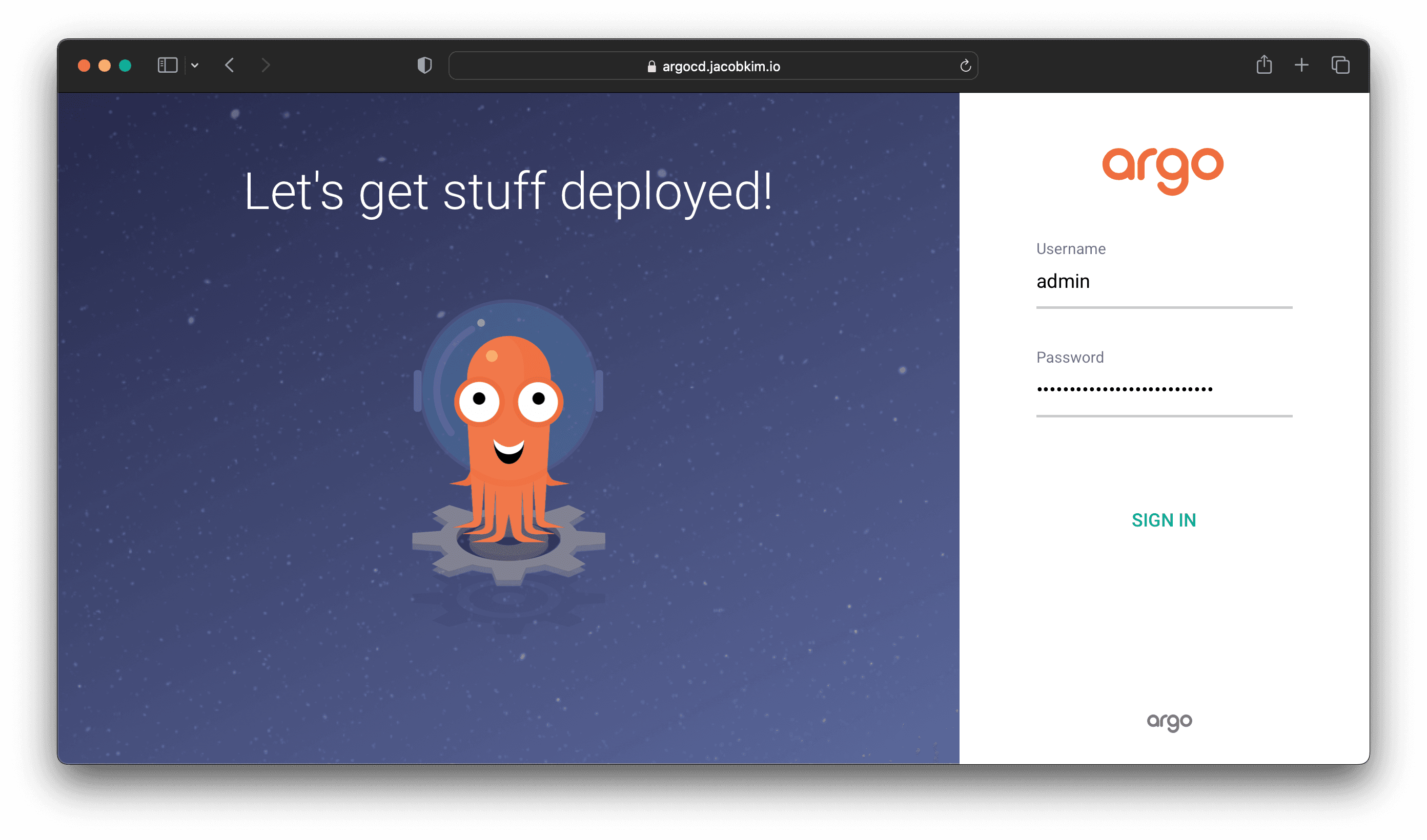 A screenshot of the Argo CD login page