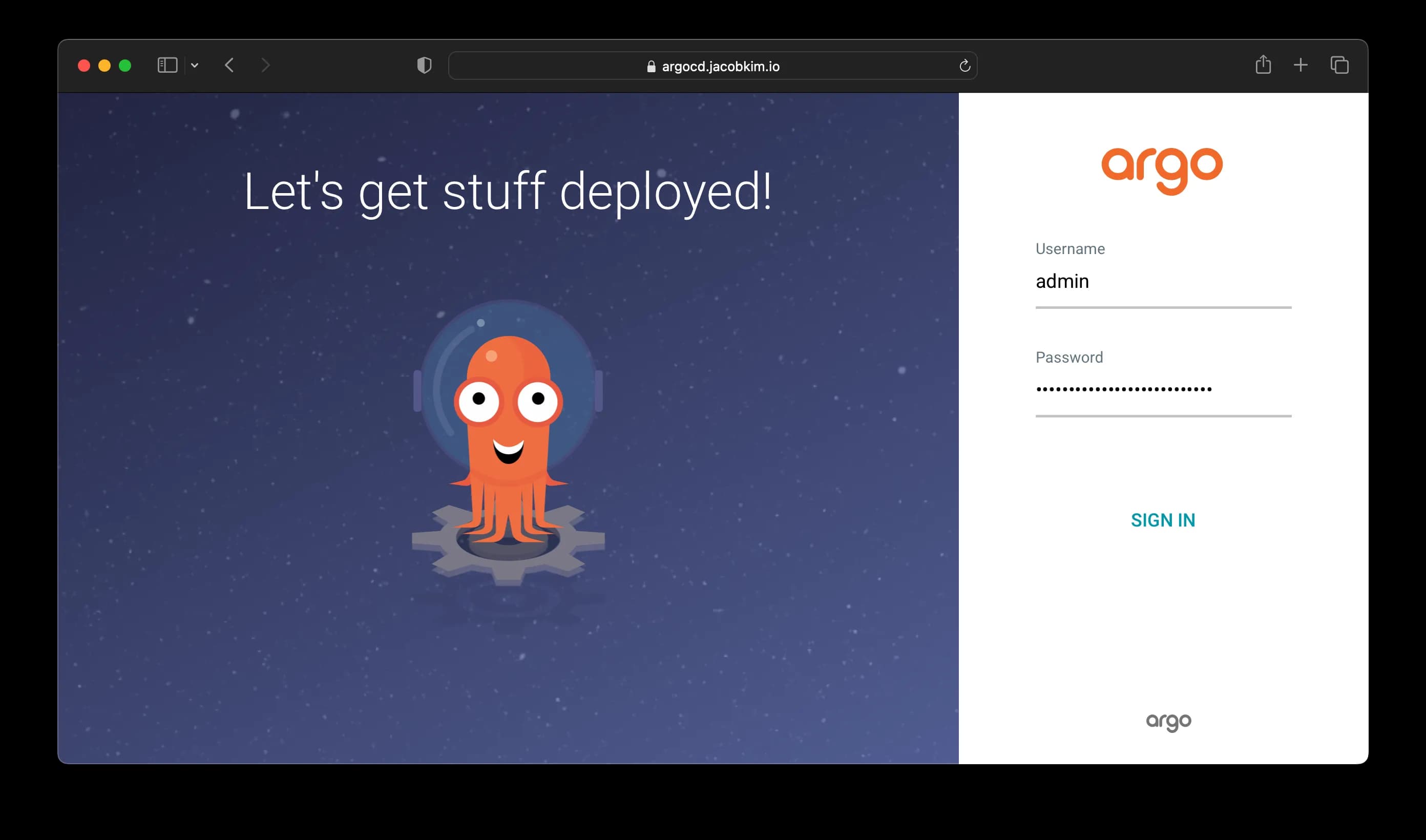 A screenshot of the Argo CD login page