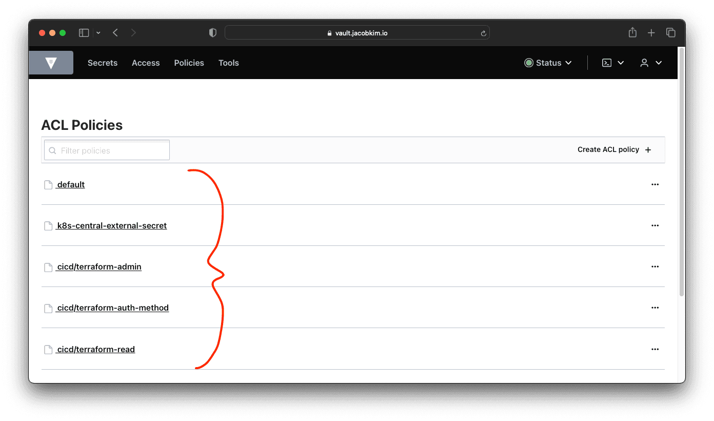 A screenshot of the Vault Auth Terraform configuration