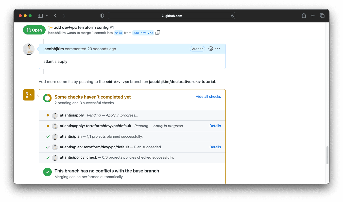A screenshot of the Atlantis apply