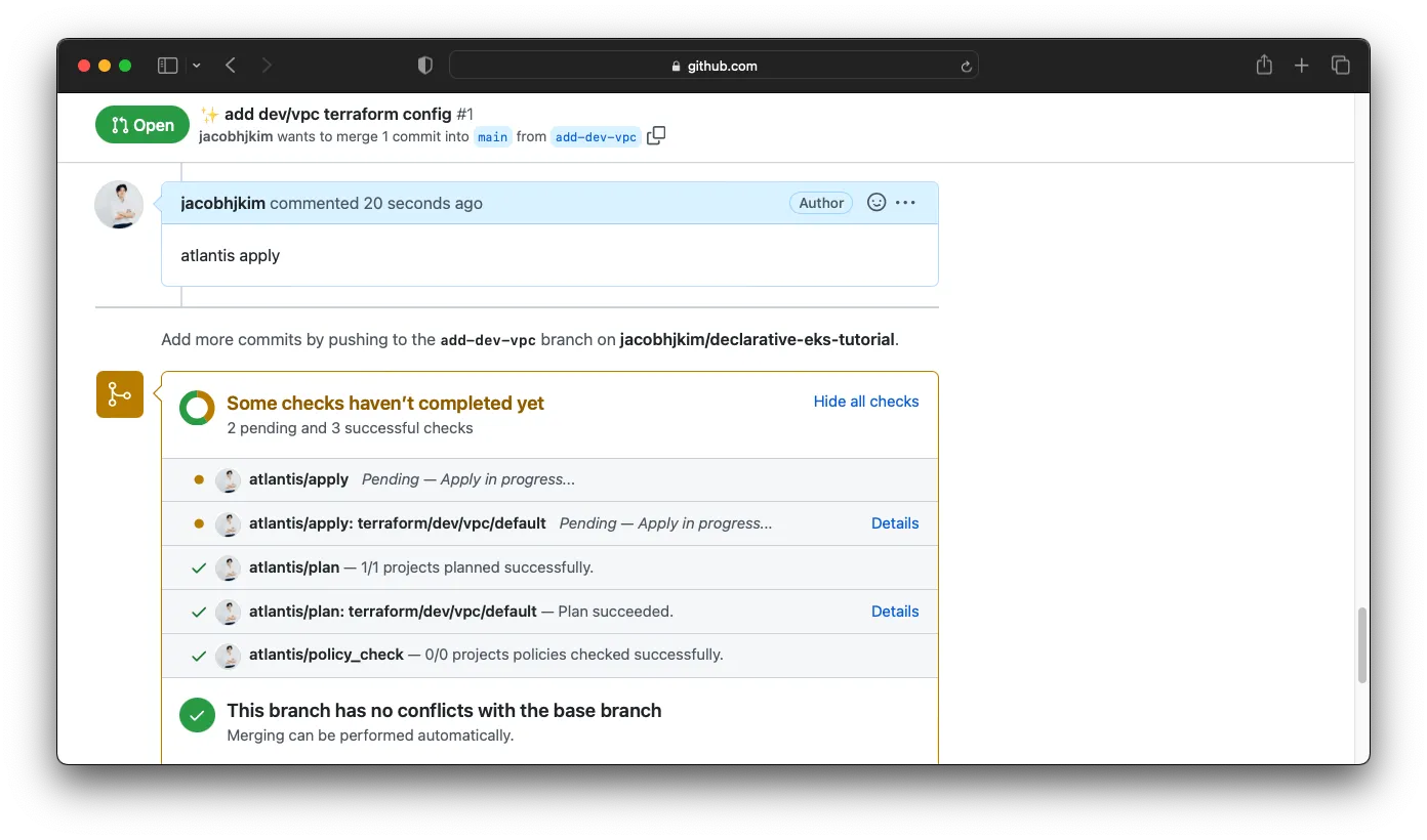 A screenshot of the Atlantis apply